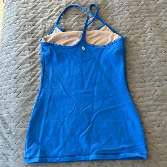 Lululemon Power Y Tank Top Luon Blazer Blue Athletic Workout Yoga Running Active - Picture 3 of 4
